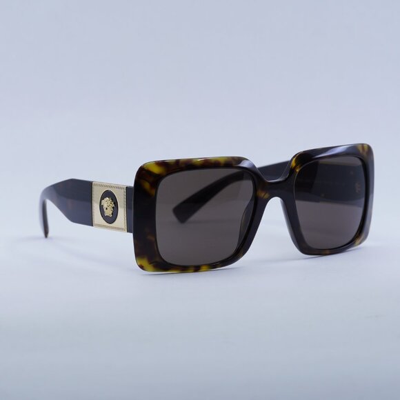 Versace VE4405 108/73 Sunglasses Havana Square Frame, Dark Brown Lenses main image 6